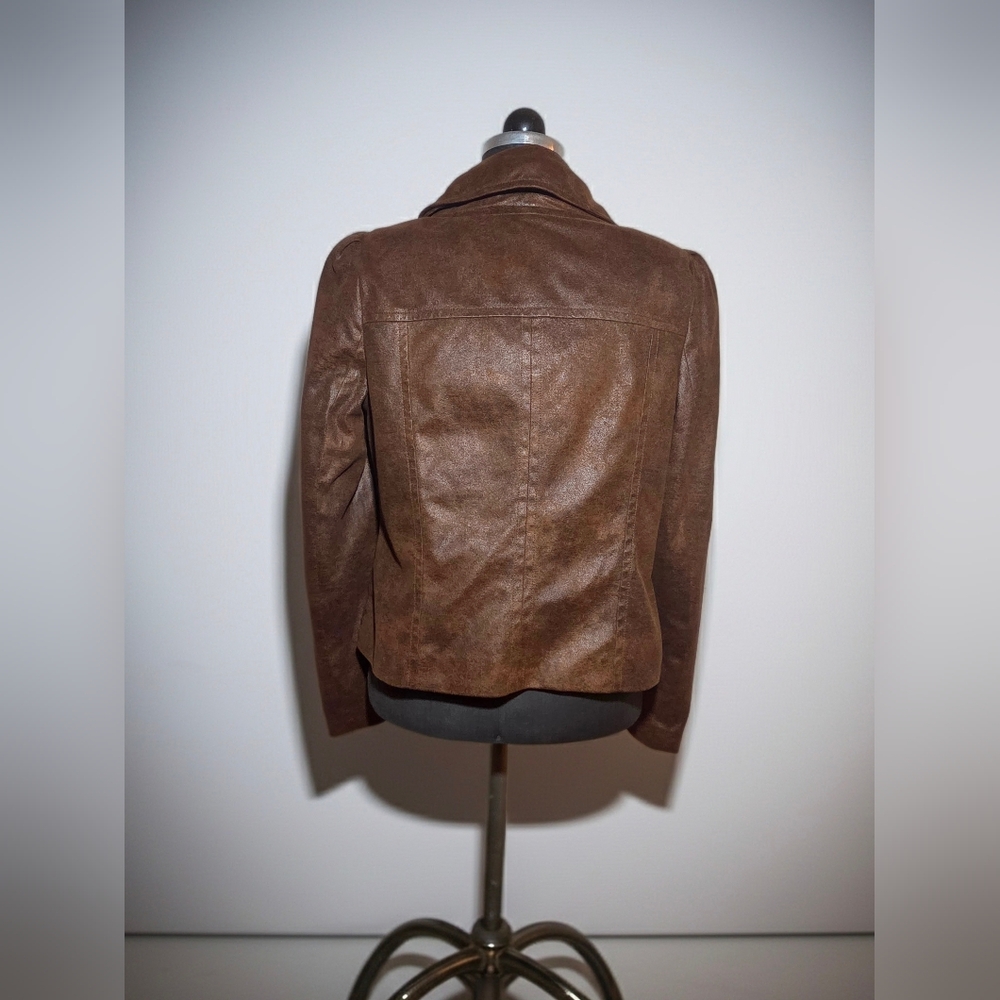 Brown Ruffled Women's Jacket - Picture 2 of 6